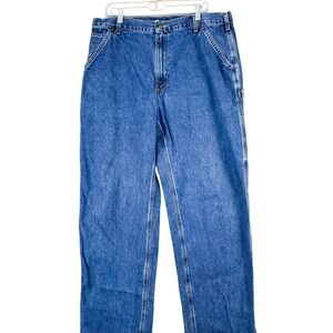 Carhartt Jeans Mens 38x34 Blue Dungaree‎ Fit Carpenter Denim Workwear Farm B13